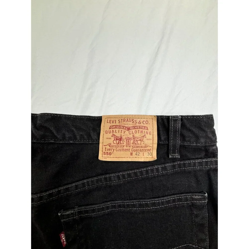 Levi's 550 Relaxed Fit Jeans Men's W42 L30 Black Denim 100% Cotton VTG